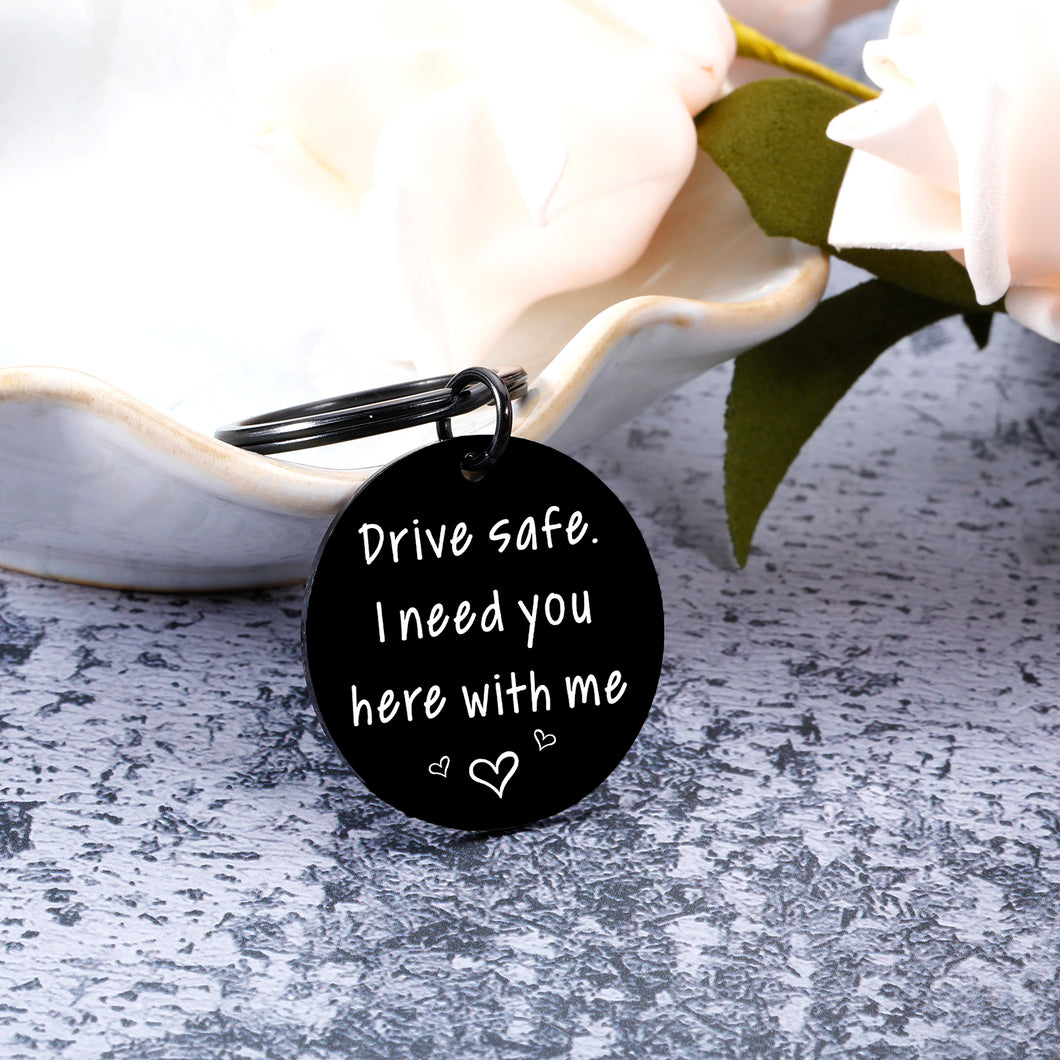 AMBREGRISSUN Gifts for Boyfriend Husband Keychain for New Driver Christmas Birthday Anniversary Valentine’s Day Gifts for Teen Boys Girls Son Dad Men Women Cute Gifts for Couple Best Friend Drive Safe