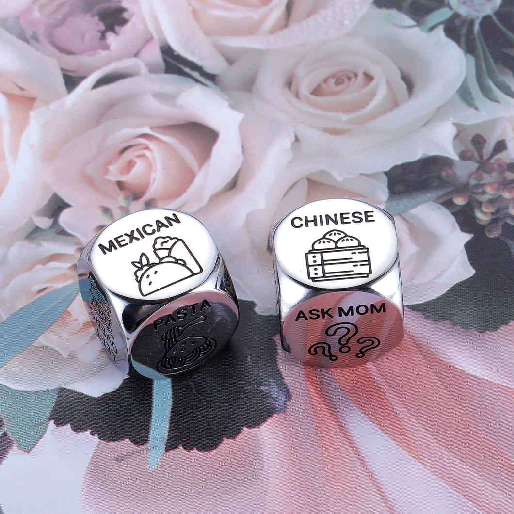 2 Pcs Birthday Date Night Idea Gifts for Girlfriend Wife from from Husband Boyfriend Christmas Wedding Engagement Anniversary Valentines Day Gifts Food Decision Dice for Her Him Friends Sister Women