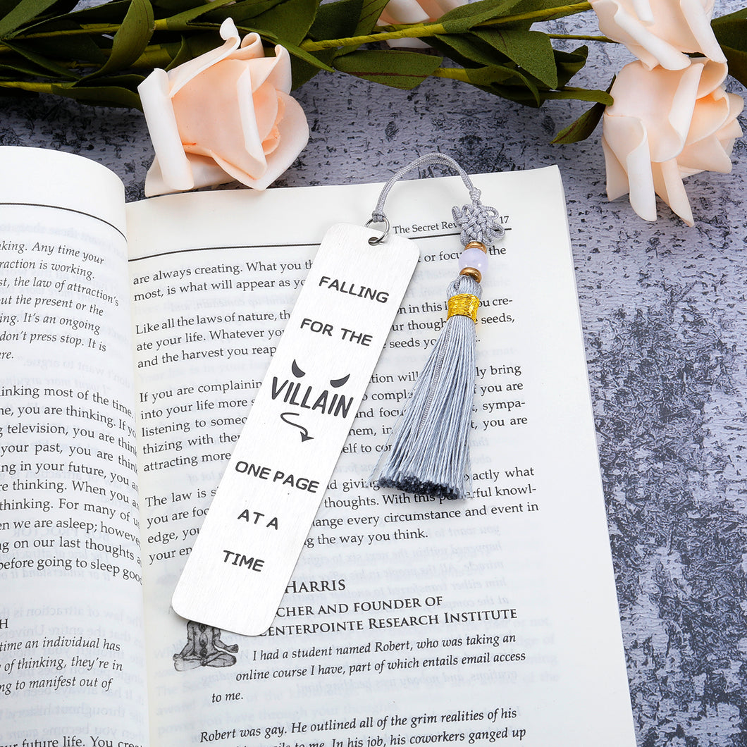 AMBREGRISSUN Funny Bookmarks for Book Lovers Bookish Readers Reading Gifts for Women Men Friends Sister Girls Falling for The Villain Bookmark Christmas Birthday Valentines Day Galentine's Day Gifts