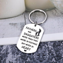 Load image into Gallery viewer, AMBREGRISSUN Gifts for Dad from Daughter Fathers Day keychain Christmas Birthday Valentine Day for Father Dad Papa from Daughter Graduation Farewell Gift for Him Fathers and Daughters Never Truly Part
