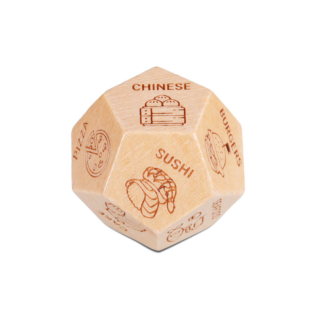 12 Side Dice Anniversary Christmas Date Night Gifts for Wife Husband Men Women Valentines Birthday Wood Food Dice Gifts for Him Her Boyfriend Girlfriend 5th Wood Anniversary Wedding Gifts for Couple