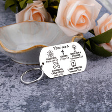 Load image into Gallery viewer, AMBREGRISSUN Christian Religious Gifts for Women Men Baptism Inspirational Keychain Her Him Bible Verses Catholic Church Easter Day Birthday Christmas Stocking Stuffer for Kids Husband Friend Coworker
