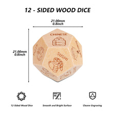 Load image into Gallery viewer, 12 Side Dice Anniversary Christmas Date Night Gifts for Wife Husband Men Women Valentines Birthday Wood Food Dice Gifts for Him Her Boyfriend Girlfriend 5th Wood Anniversary Wedding Gifts for Couple
