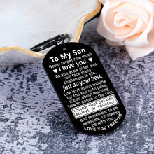 Load image into Gallery viewer, AMBREGRISSUN Inspiration Gifts for Son Teen Boy from Mom Dad To My Son Keychain Christmas Stocking Stuffer for Teen Boys Birthday Graduation Valentine&#39;s Day for Him Men Encourage Gifts I Love You Son
