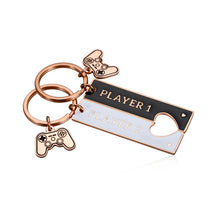 Load image into Gallery viewer, AMBREGRISSUN Funny Gamer Player 1 Player 2 Matching keychain
