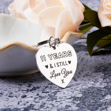 Load image into Gallery viewer, 11 Year Wedding Anniversary Keychain Gifts for Her Him Husband Wife Funny 11th Anniversary GIFS for Men Women from Wifey Hubby Boyfriend Girlfriend Couple Birthday Christmas Gifts I Steel Love You
