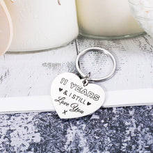 Load image into Gallery viewer, 11 Year Wedding Anniversary Keychain Gifts for Her Him Husband Wife Funny 11th Anniversary GIFS for Men Women from Wifey Hubby Boyfriend Girlfriend Couple Birthday Christmas Gifts I Steel Love You
