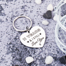 Load image into Gallery viewer, 11 Year Wedding Anniversary Keychain Gifts for Her Him Husband Wife Funny 11th Anniversary GIFS for Men Women from Wifey Hubby Boyfriend Girlfriend Couple Birthday Christmas Gifts I Steel Love You
