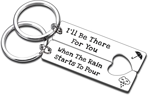 2pcs Friends TV Show Gift Merchandise Best Friend Keychain Gifts for Women Men I'll Be There for You Valentines Keychain for BFF Couple Friendship Birthday Graduation Christmas Wedding Jewelry Keyring