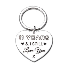 Load image into Gallery viewer, 11 Year Wedding Anniversary Keychain Gifts for Her Him Husband Wife Funny 11th Anniversary GIFS for Men Women from Wifey Hubby Boyfriend Girlfriend Couple Birthday Christmas Gifts I Steel Love You
