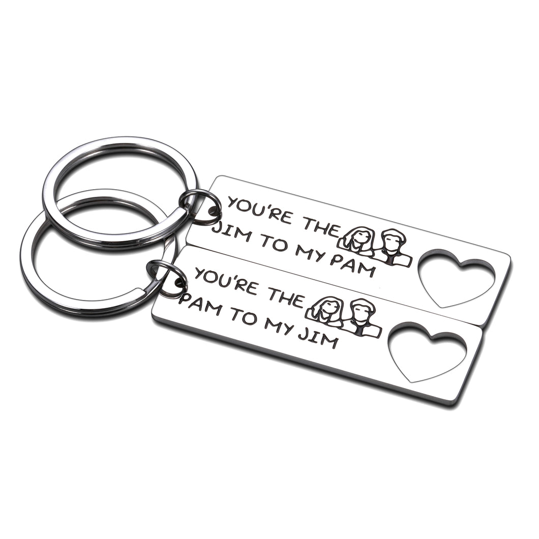 2pcs You Are The Pam to My Jim Keychain Boyfriend Girlfriend Couples Anniversary Valentines Christmas Gifts Pres My Jim Keyring Set The Office TV Show Inspired Gift for Husband Wife Him Her