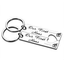 Load image into Gallery viewer, 2PCS First Home New Home Keychain Housewarming Gift for New Home Owners New House Couple Son Daughter Wedding Realtor Closing Gifts for Her Him Moving in Key Chain from Real Estate Agent
